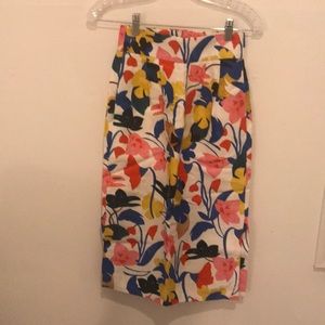 Tea length floral j crew skirt